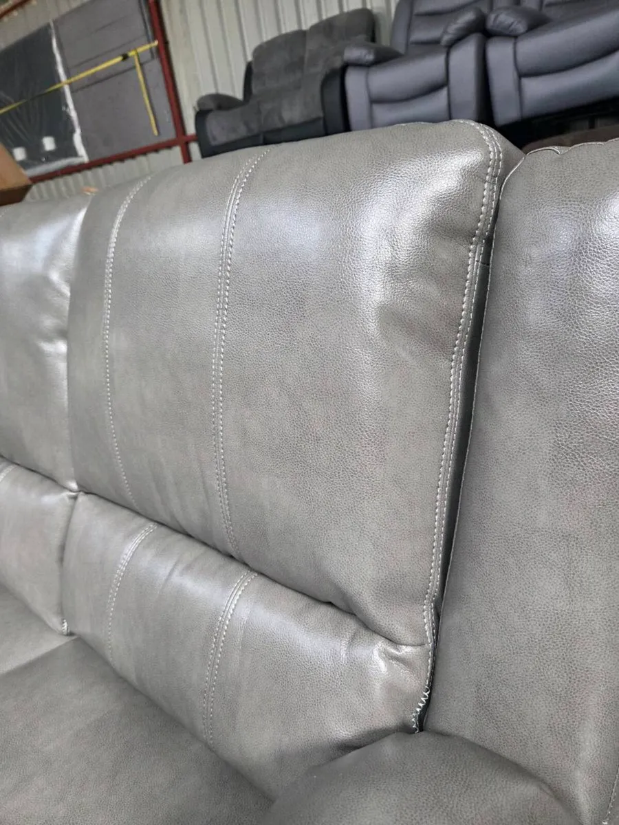 New Black & Grey Leather Larson Sofa Sets - Image 4