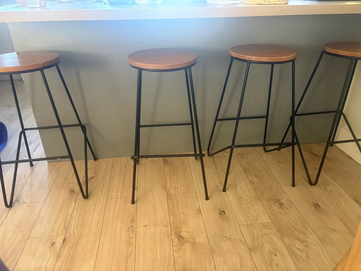 Set of 4 Industrial-Style Bar Stools - Image 1