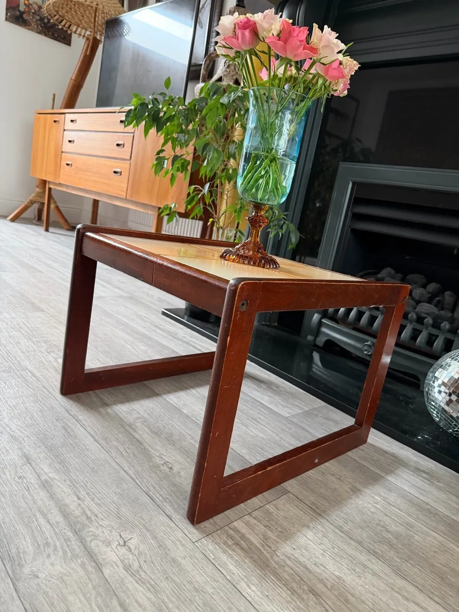 Mid Century Tiled Plant Coffee Side Table - Image 2