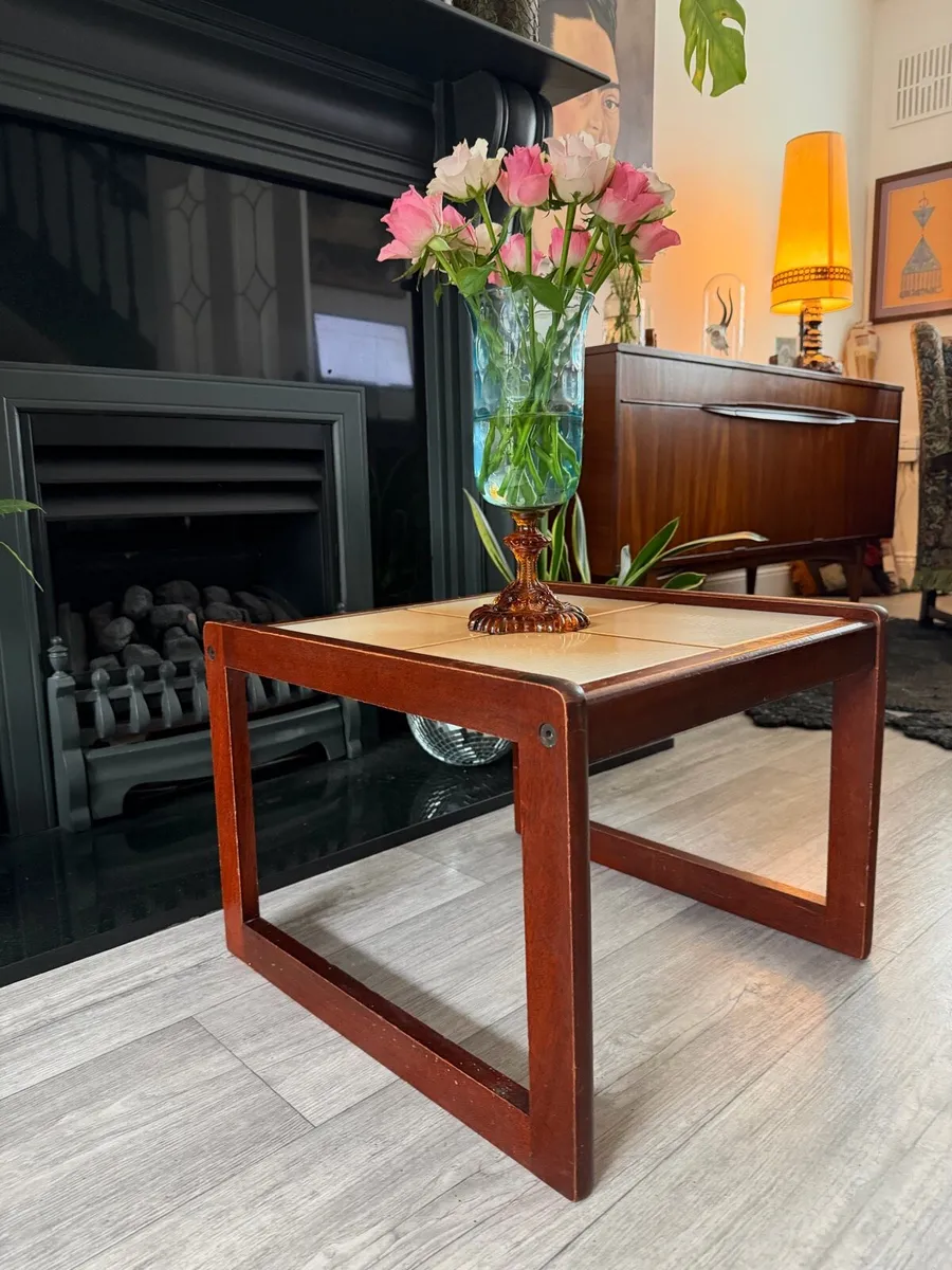 Mid Century Tiled Plant Coffee Side Table - Image 3