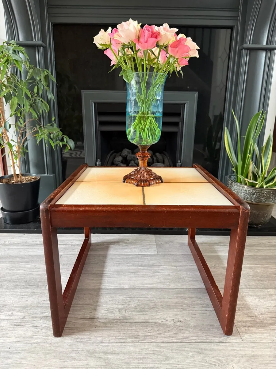 Mid Century Tiled Plant Coffee Side Table - Image 1