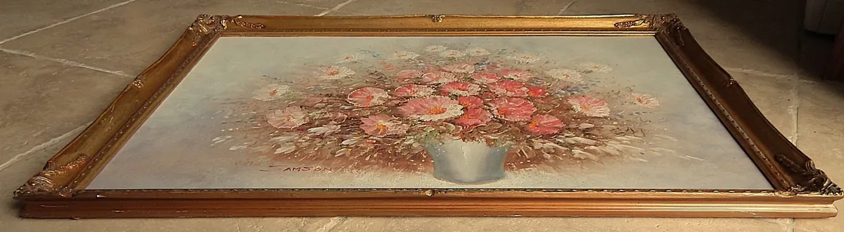 Large Signed Oil on Board in Ornate Wood Frame - Image 2