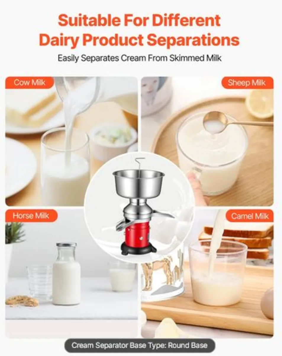 Electric Milk Cream Separator,60L/H Output 10500R - Image 2
