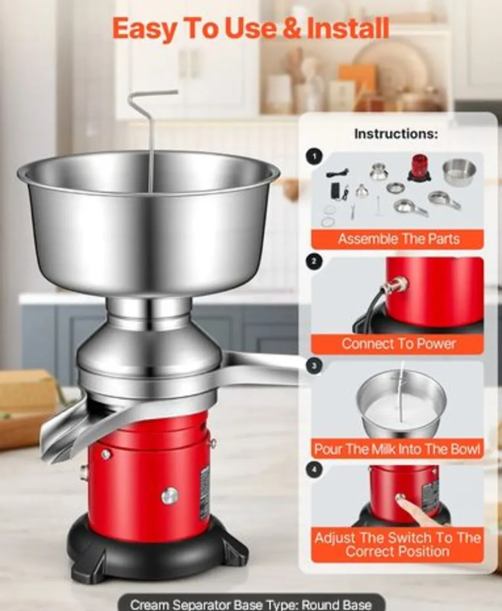 Electric Milk Cream Separator,60L/H Output 10500R - Image 4