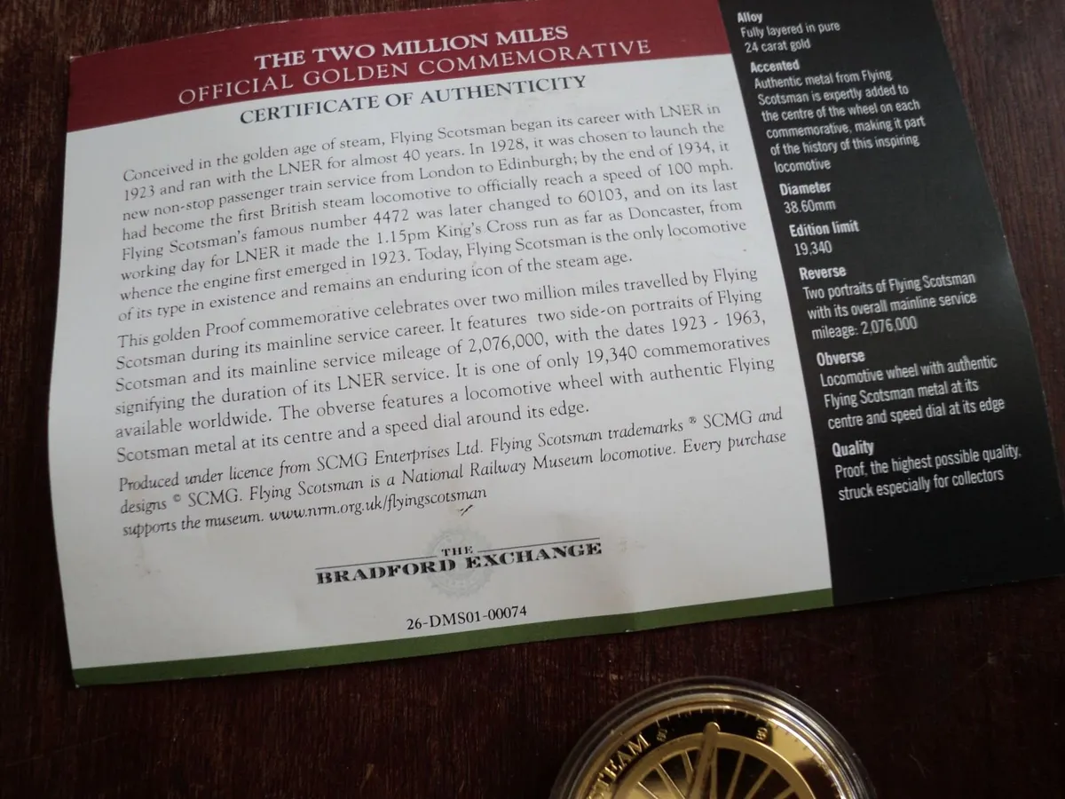 4 Gold plated Great Scotsman locomotive coins - Image 3