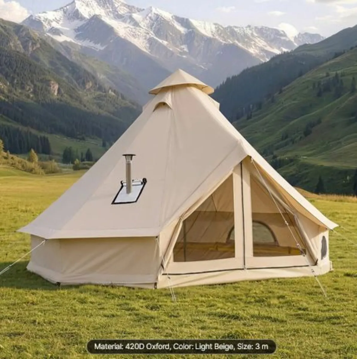 Oxford Bell Tent, 4 Seasons 3 m Yurt Tent for Camp - Image 1