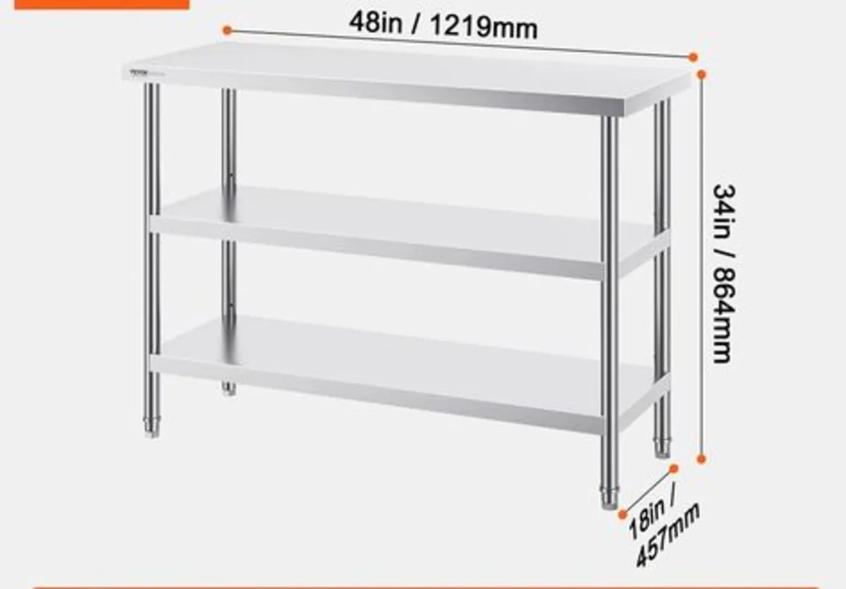 Stainless Steel Food Prep Table Commercial Kitche - Image 2
