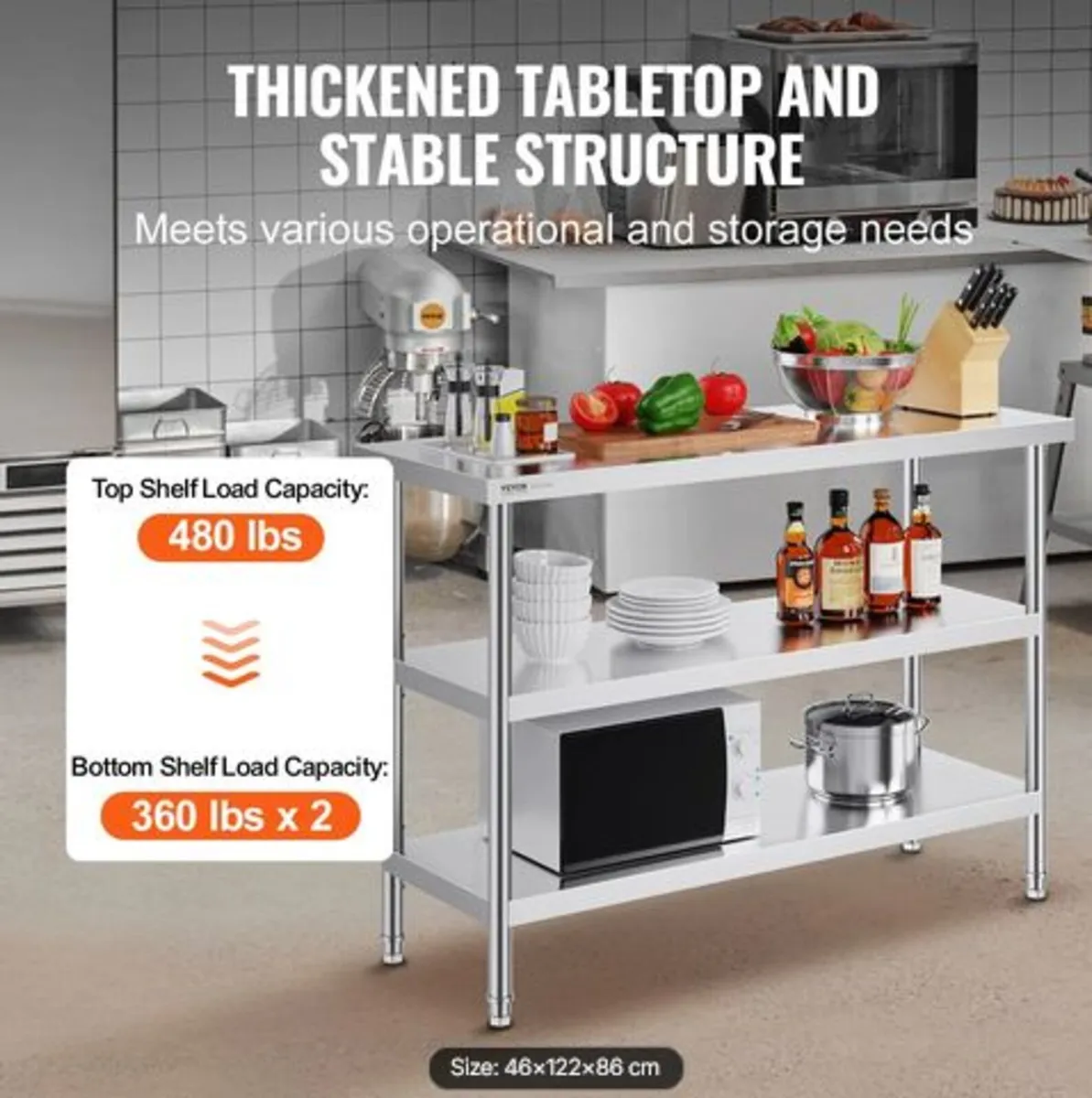 Stainless Steel Food Prep Table Commercial Kitche - Image 3