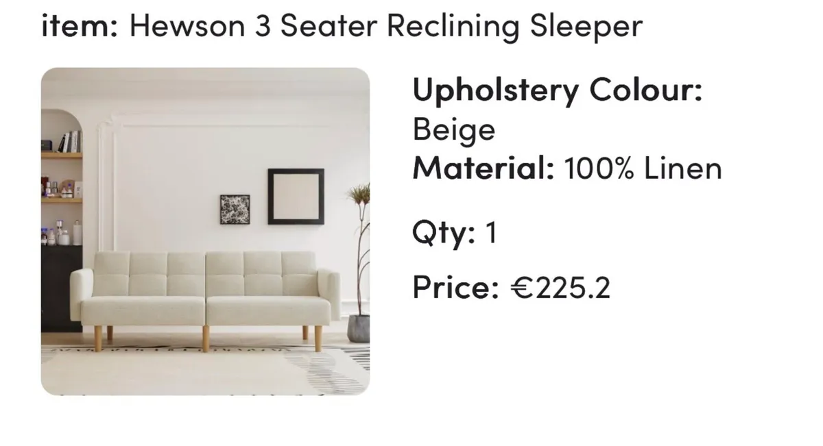 3 Seater Reclining Sofa Sleeper - Image 2
