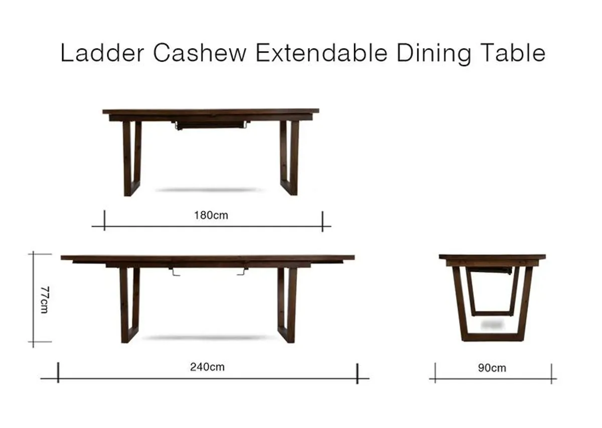 180cm-240cm Cashew Extendable Dining Table - Image 2