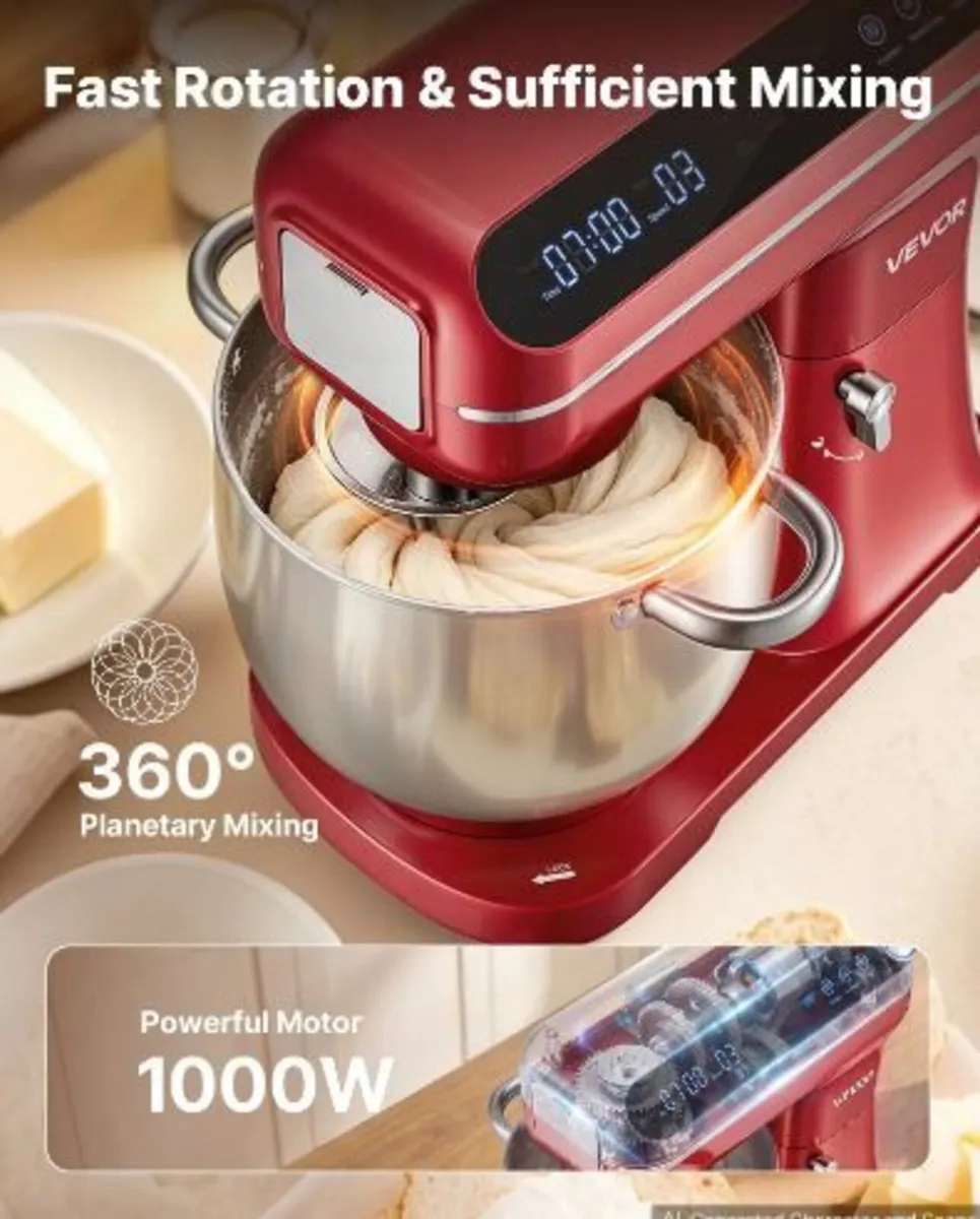 7L 2-in-1 Tilt Head Stand Mixer 1000W - Image 3