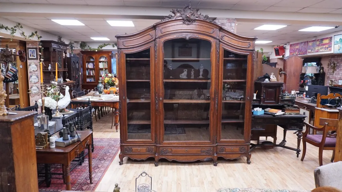 Antique French Carved Oak Library Bookcase/Armoire - Image 1