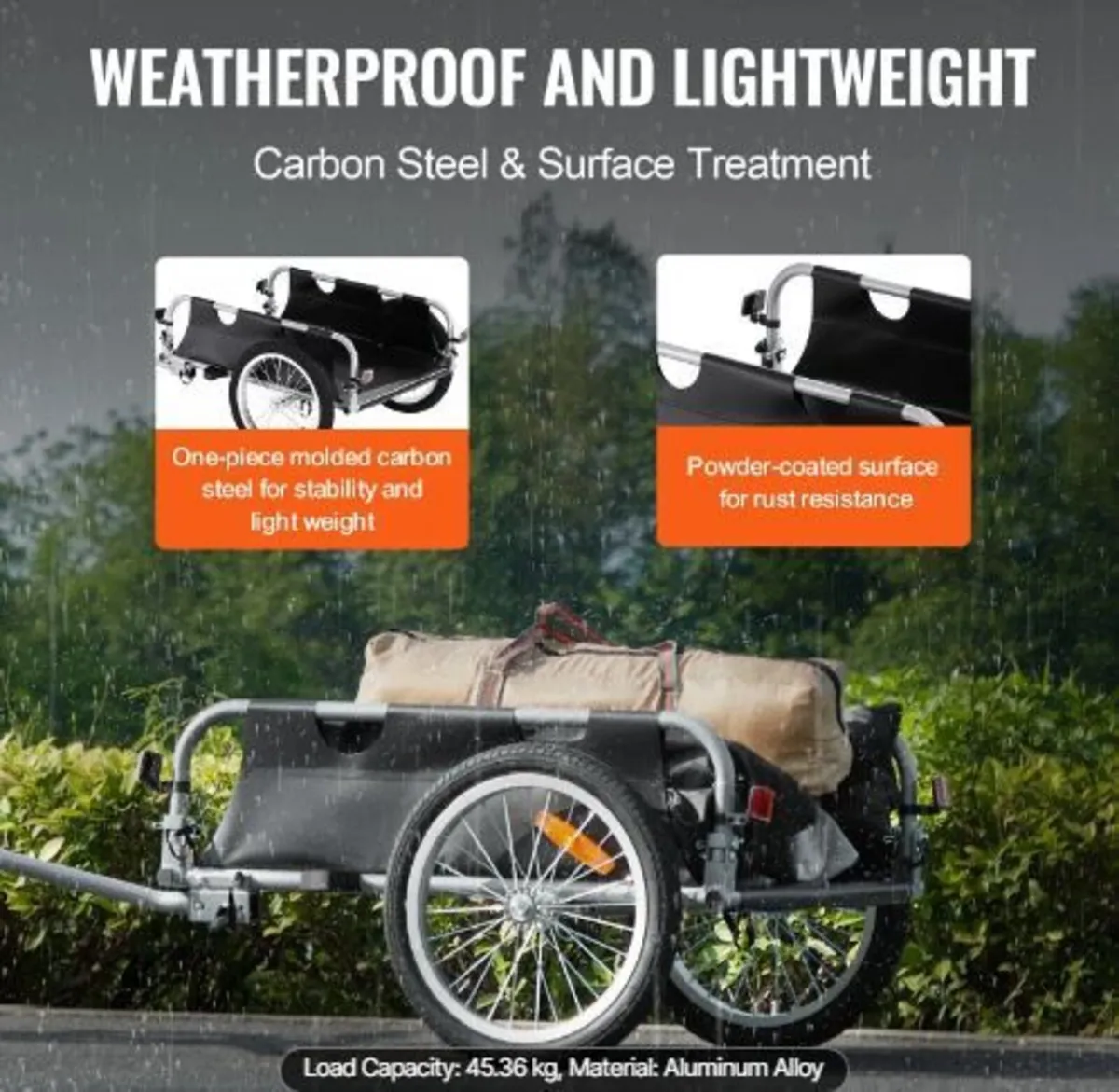 Bike Cargo Trailer, 100 lbs Load Capacity - Image 4