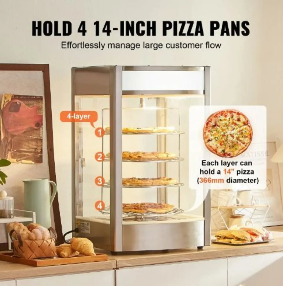 Commercial Food Warmer Display for 14" Pizza - Image 2