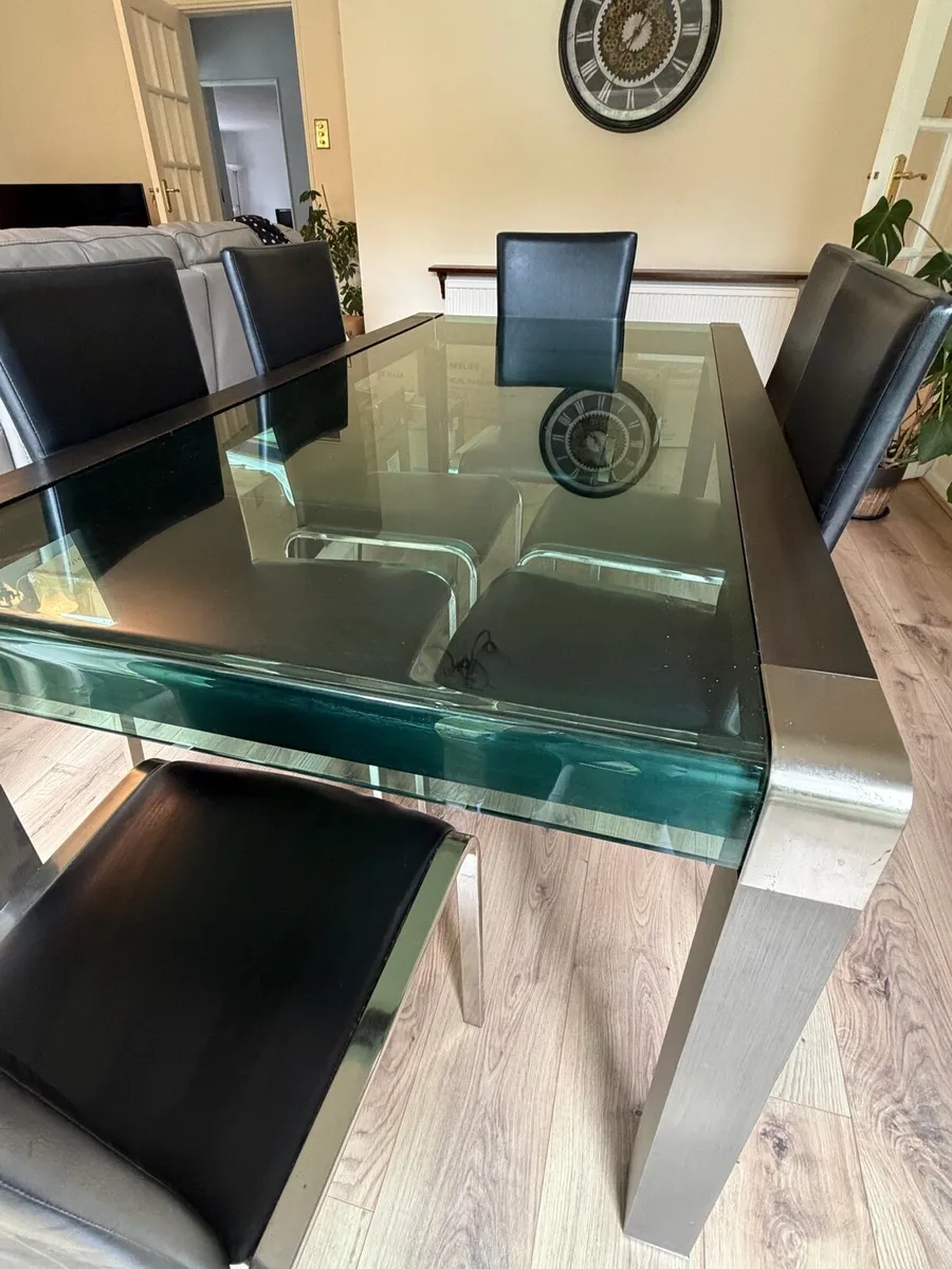 Glass Dining Table with 6 Chairs - Image 2