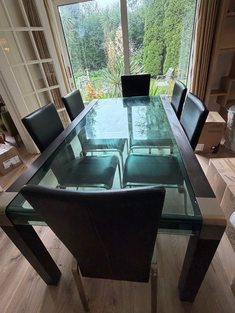Glass Dining Table with 6 Chairs - Image 3