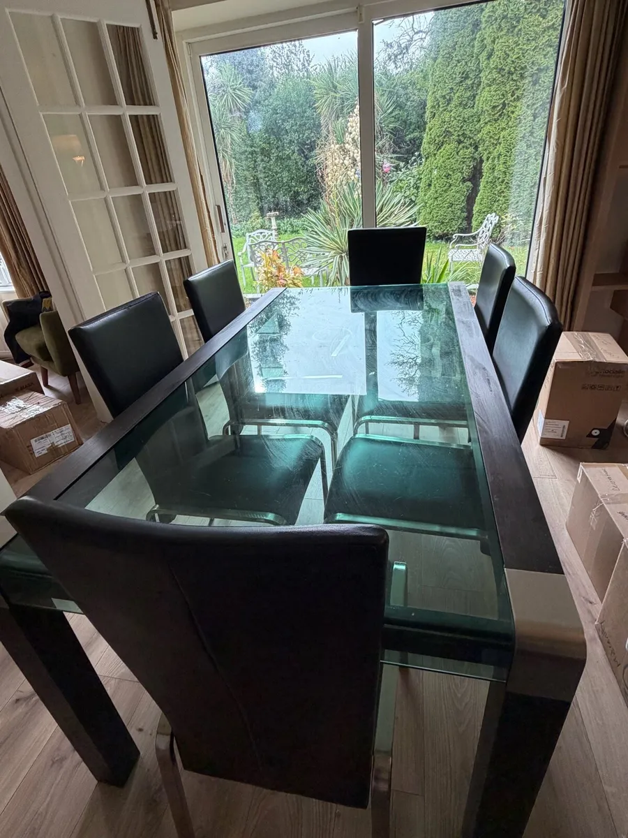 Glass Dining Table with 6 Chairs - Image 4