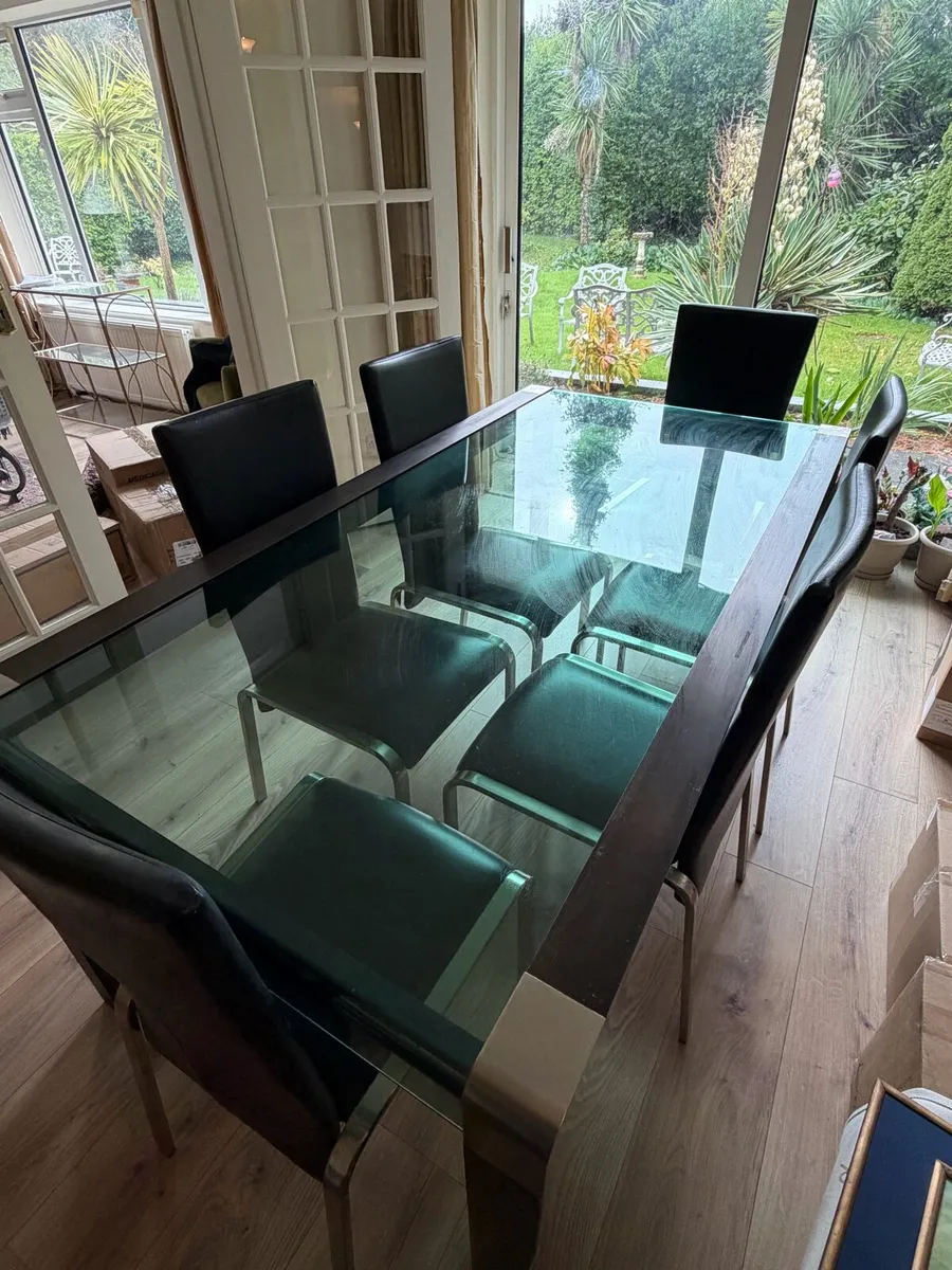 Glass Dining Table with 6 Chairs - Image 1