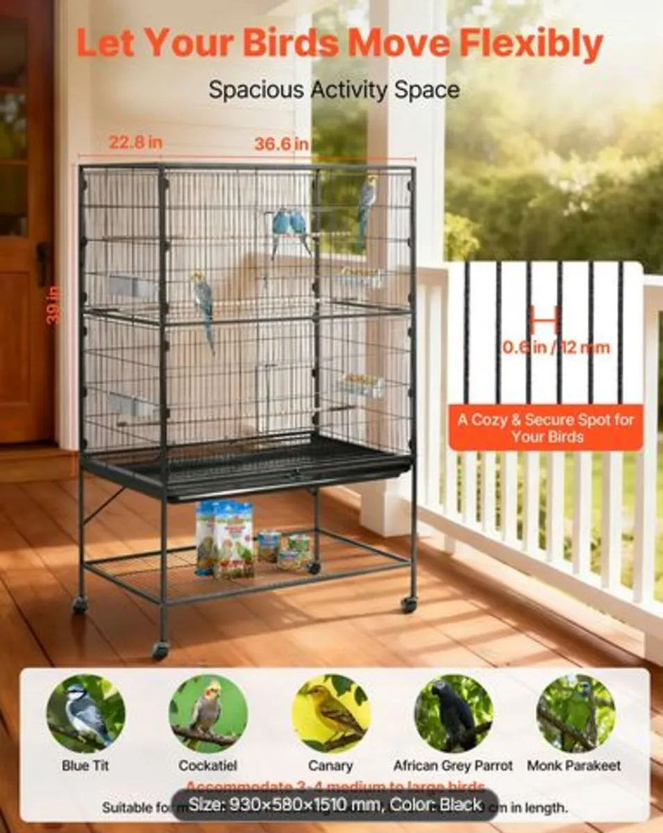 Bird Cage, 930 x 580 x 1510 mm, Flat Top, Wrought - Image 2