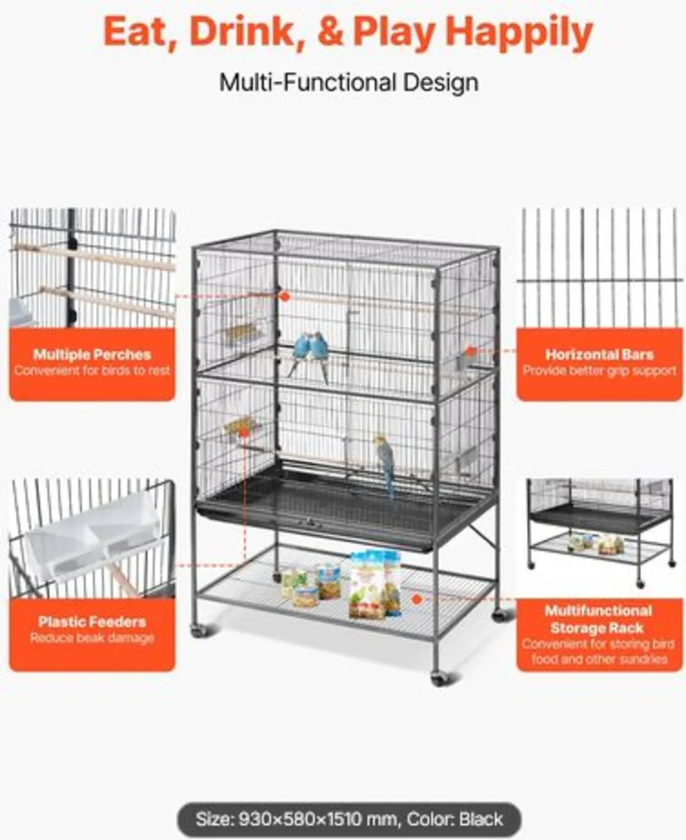 Bird Cage, 930 x 580 x 1510 mm, Flat Top, Wrought - Image 3