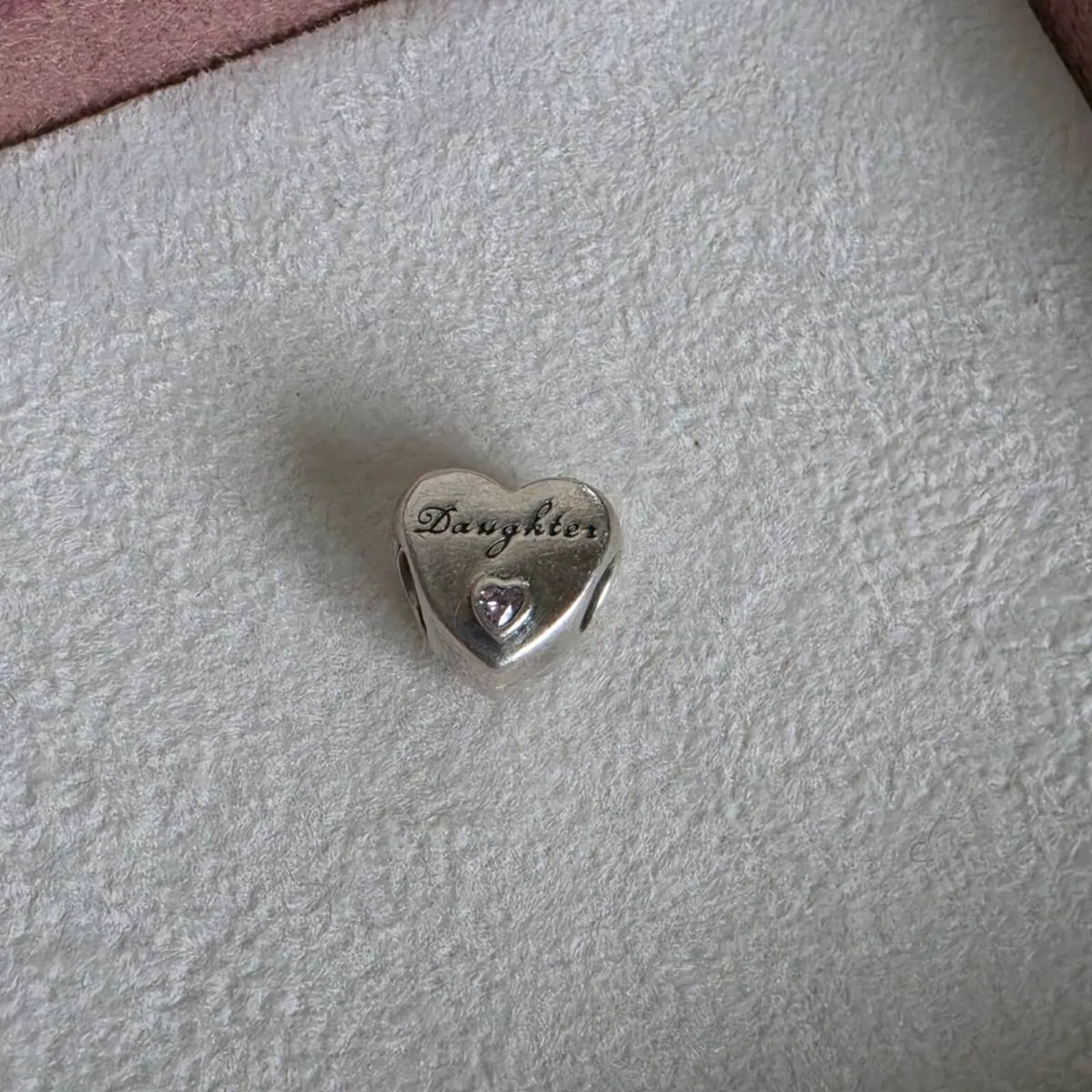 Pandora "Daughter" heart charm with pink CZ. - Image 1