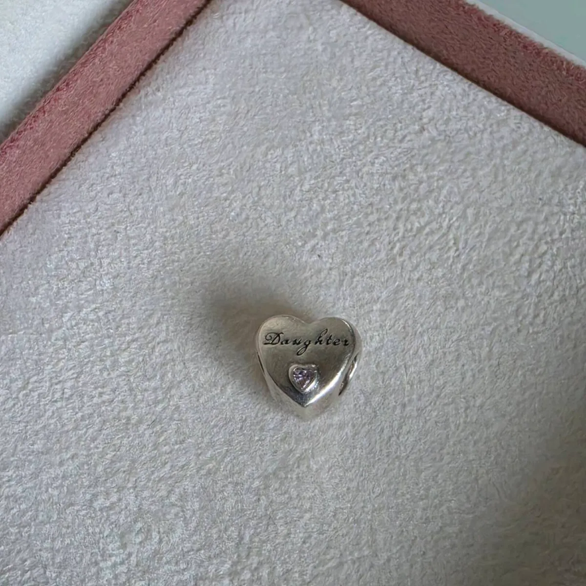 Pandora "Daughter" heart charm with pink CZ. - Image 2