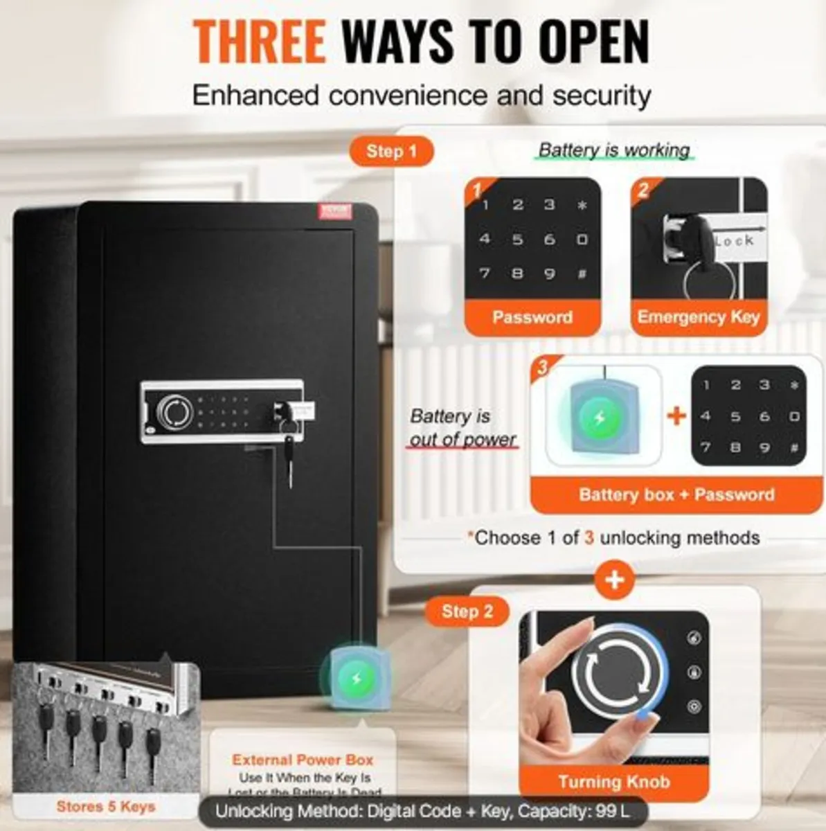 Single Door 3.5 cu.ft Safe Box with Key Lock - Image 2