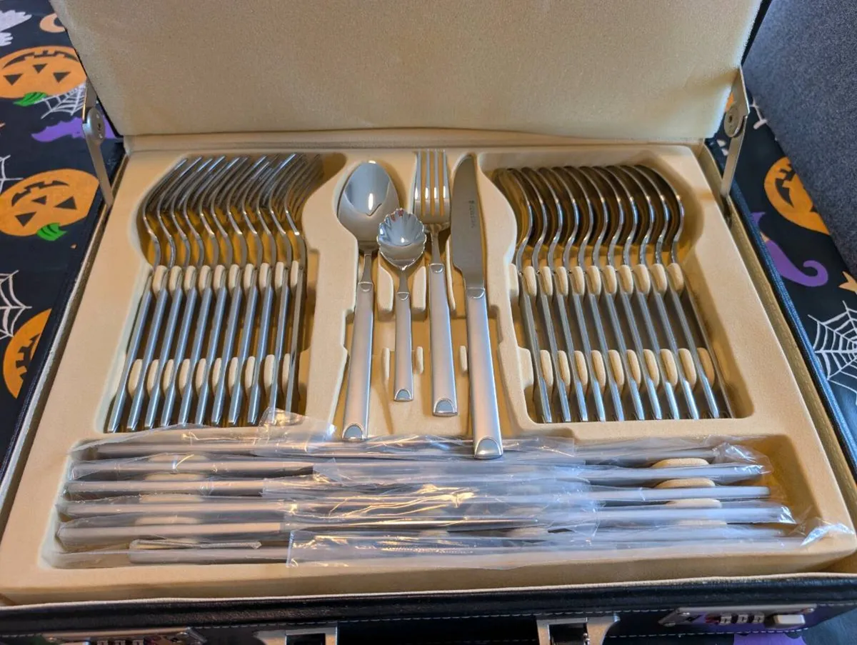 72-Piece Stainless Steel Cutlery Set in Briefcase - Image 1