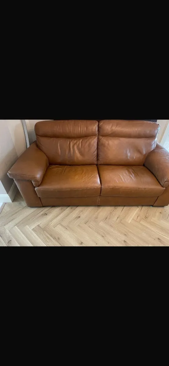 Nazurri 3 +2 Italian leather brown couch - Image 2