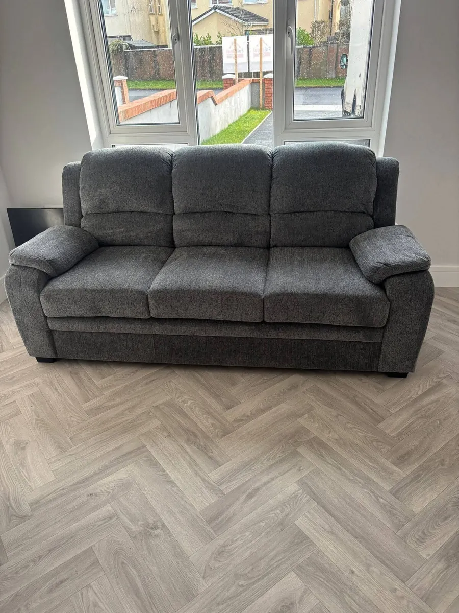 3+2 Tara Grey & Cream Fabric Sofa Set - Image 4