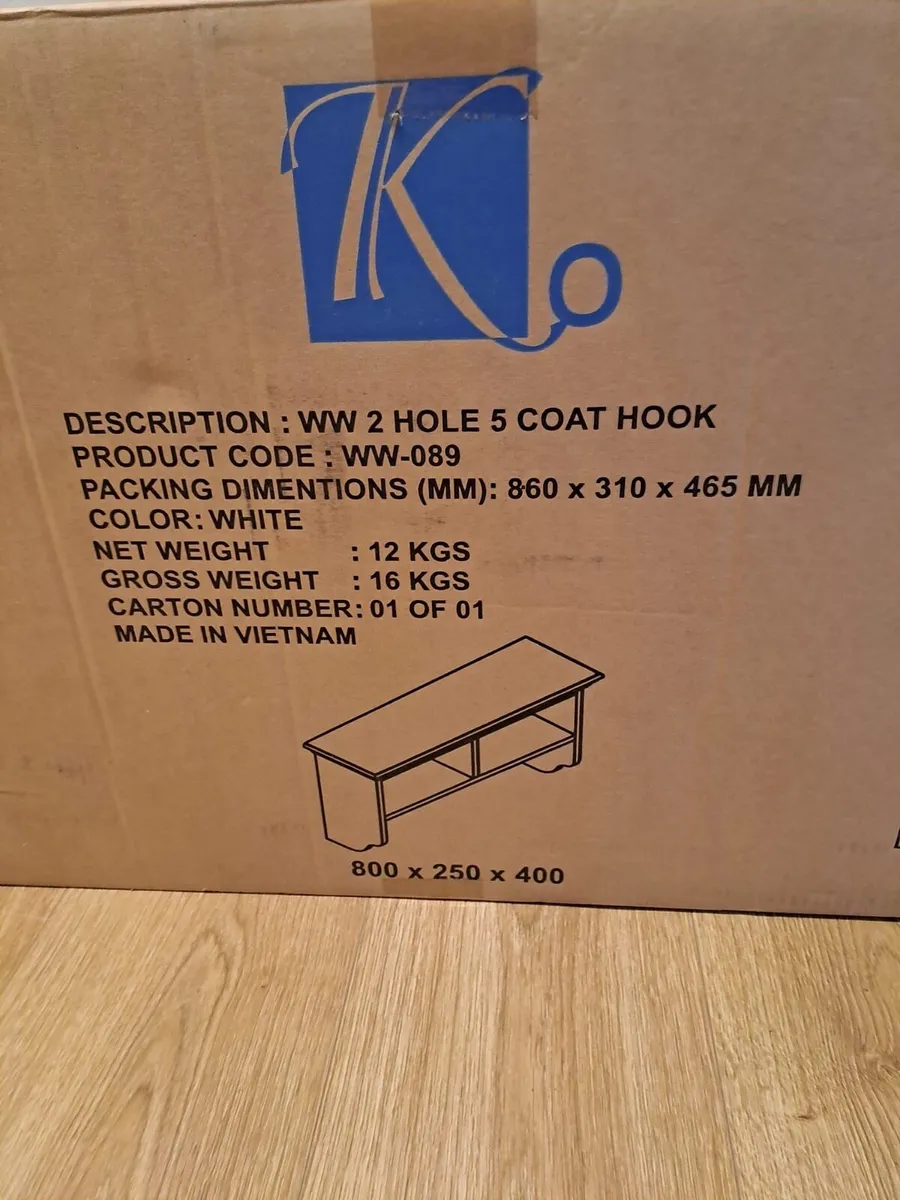 White wall-mounted cost rack with 5 hooks (brand n - Image 2