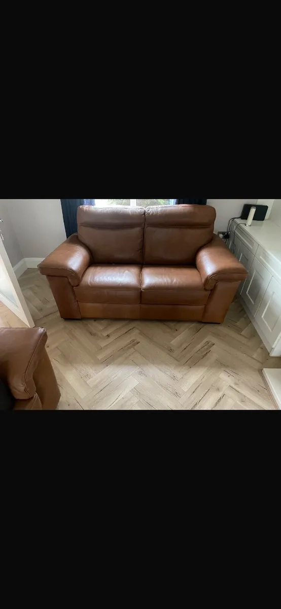 Nazurri 3 +2 Italian leather brown couch - Image 3