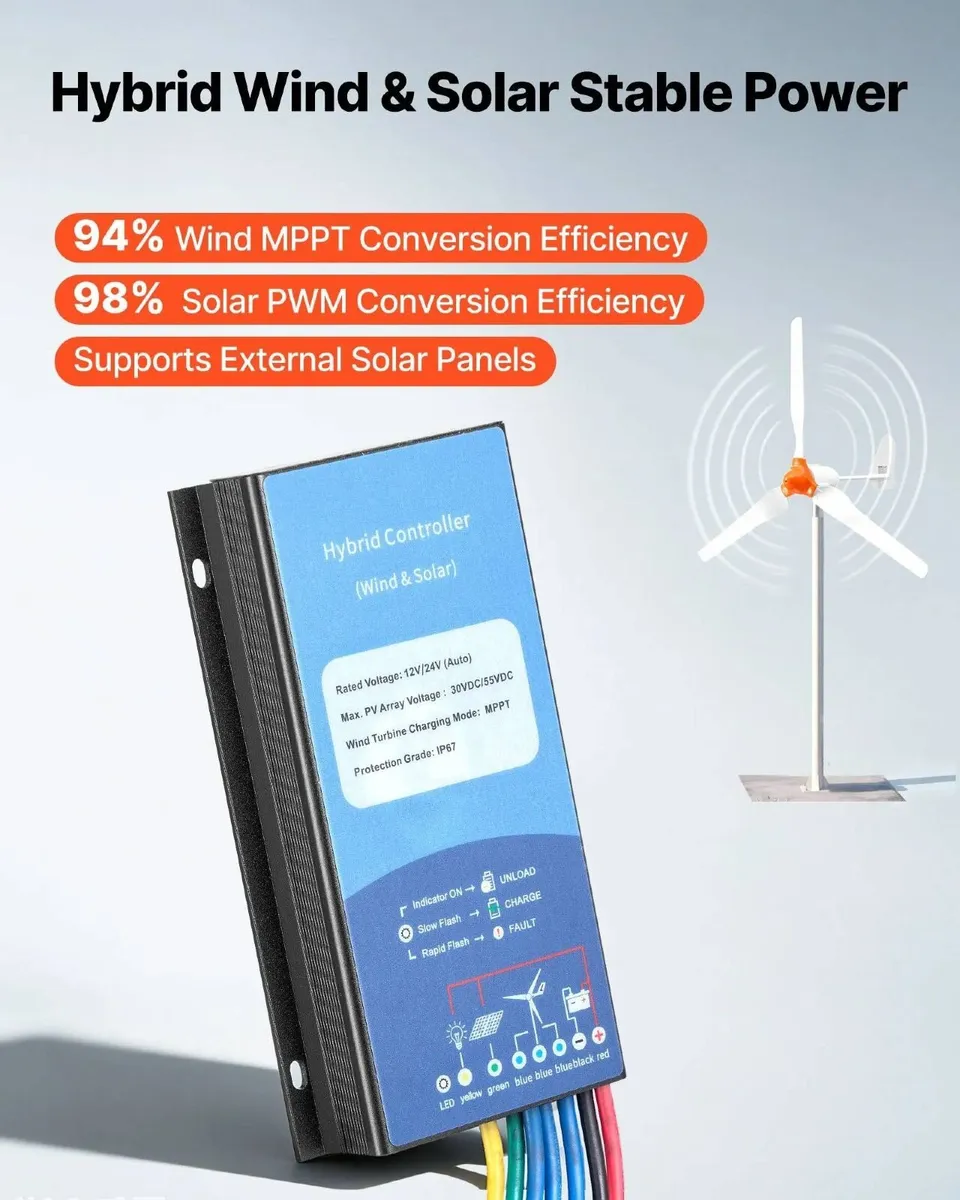 1200W 24V Wind Turbine Generator with Controller - Image 3