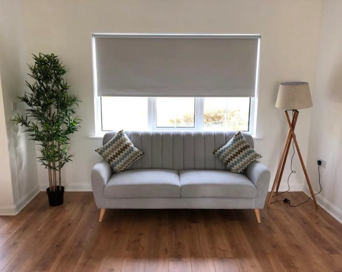 3 Seater Light Grey Fabric Sofa - Harper