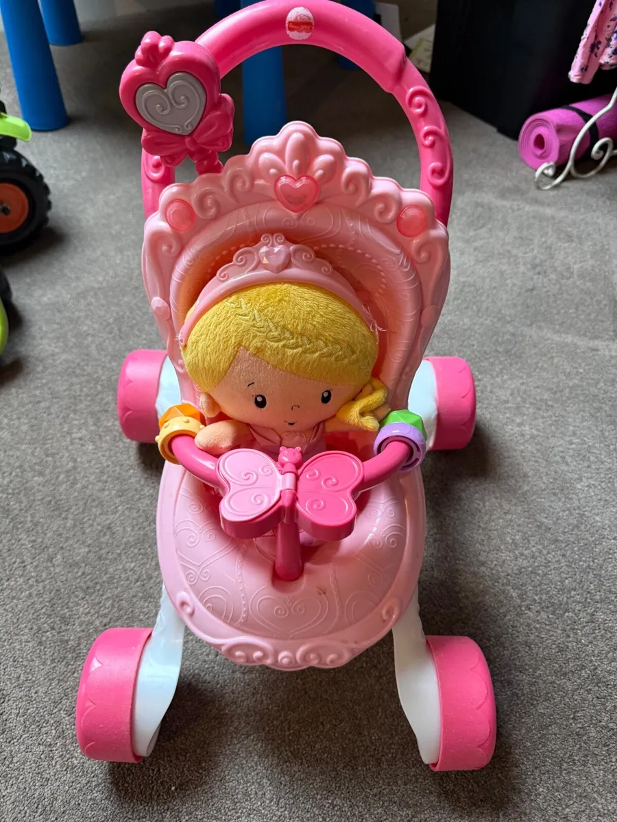 Fisher-Price Princess Musical Walker Stroller, Bab - Image 1