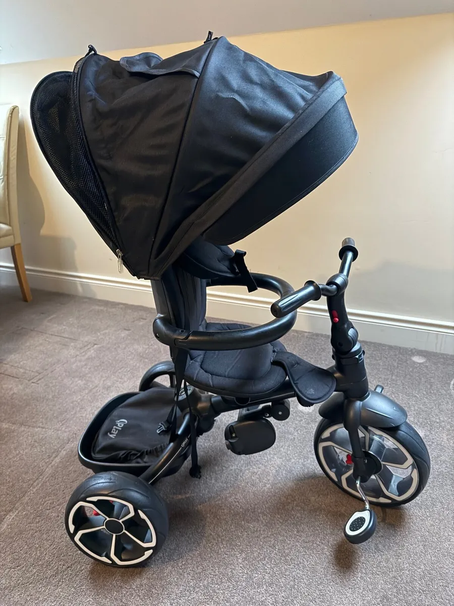 QPlay Rito 4-in-1 Folding Trike, Black, Parent Pus - Image 1