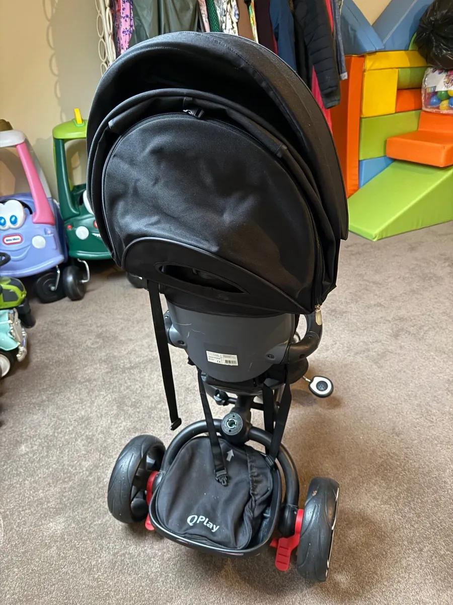 QPlay Rito 4-in-1 Folding Trike, Black, Parent Pus - Image 2