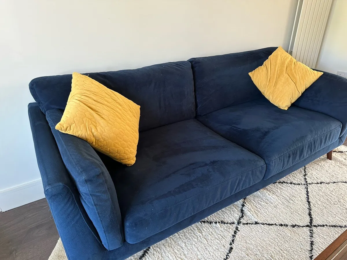 Navy velvet sofa - Image 1