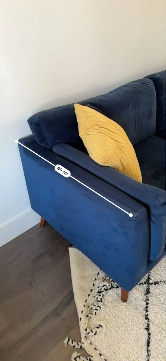 Navy velvet sofa - Image 2