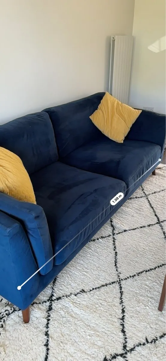 Navy velvet sofa - Image 3