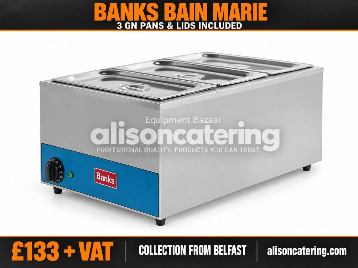 Banks 3-Pan Electric Bain Marie with Lids - Image 1