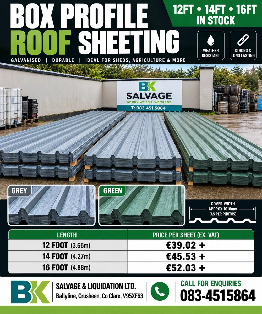 NEW BOX PROFILE ROOF SHEETING – JUNIPER GREEN - Image 1