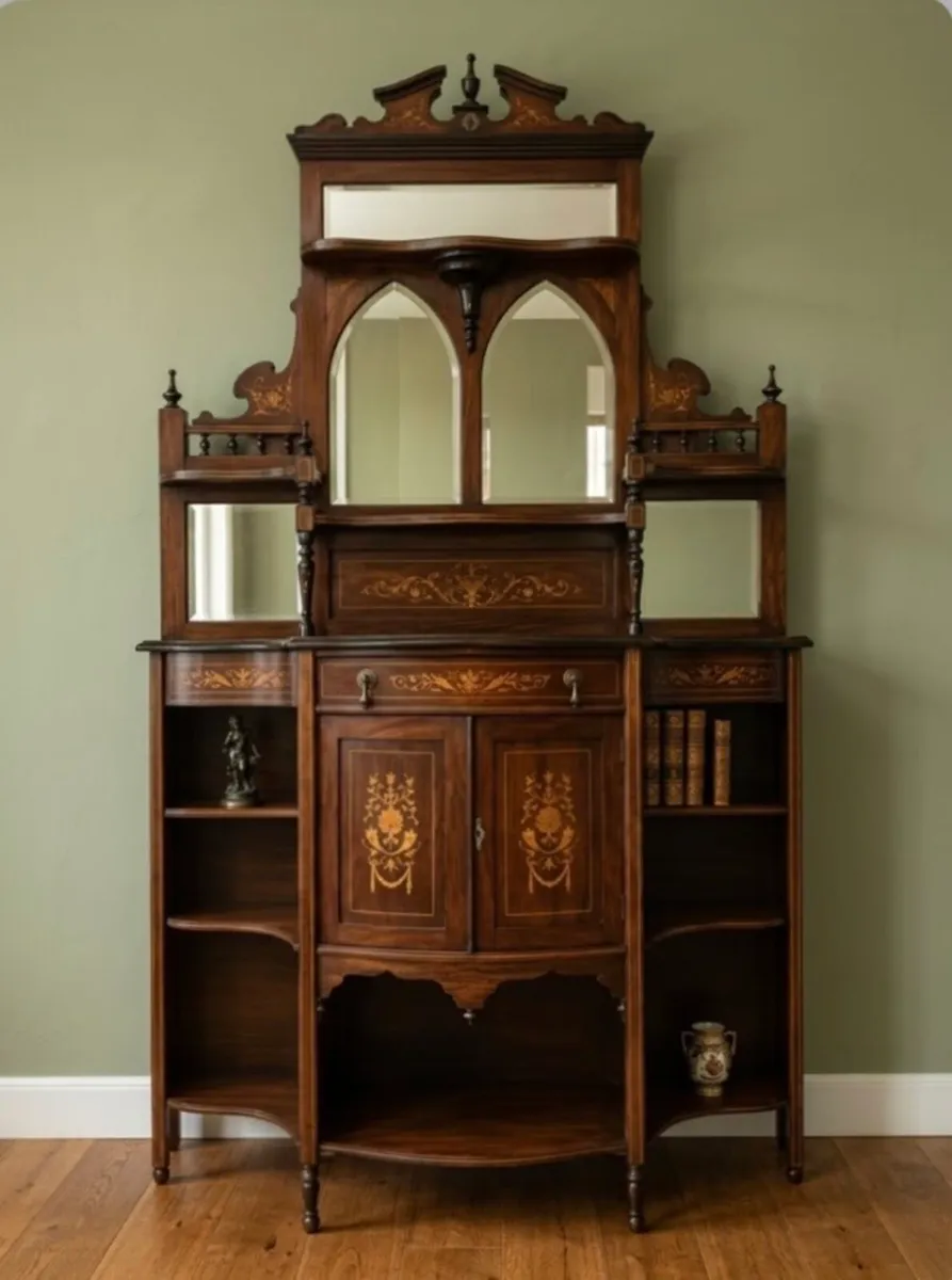 Victorian Sheraton serpentine wine cabinet