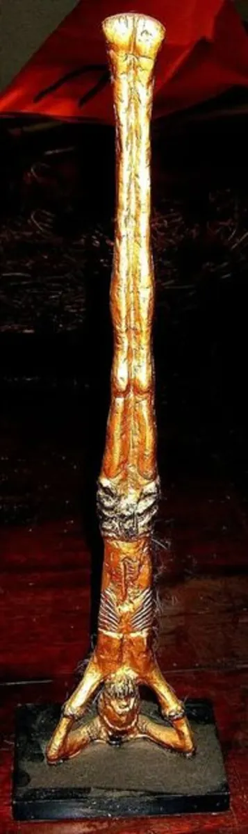 Vintage Gilded Bronze Handstand Acrobat Sculpture - Image 2
