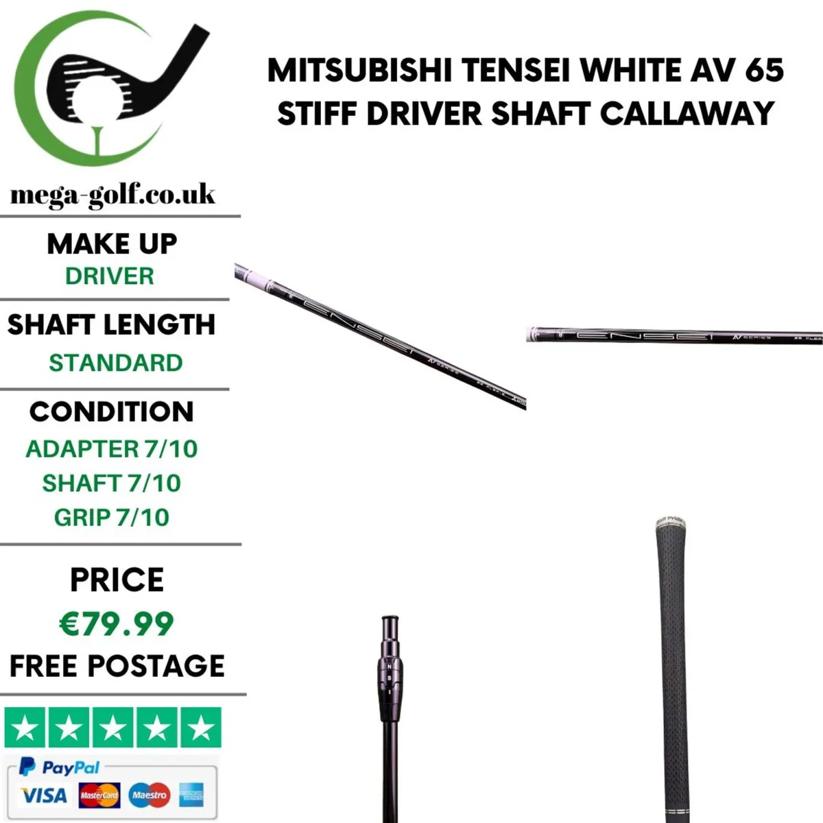 Mitsubishi Tensei White AV 65 Stiff Driver Shaft - Image 1