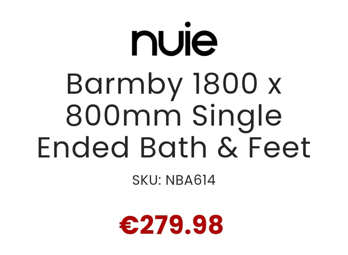 1800x800mm Single Ended Bath & Legs  - Image 1