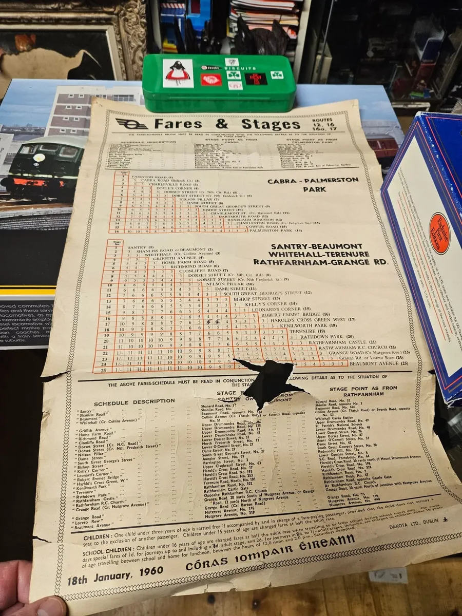 Vintage 1960's Dublin Bus Timetable - Image 1