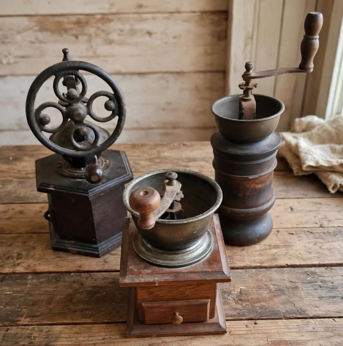 Vintage coffee grinders
