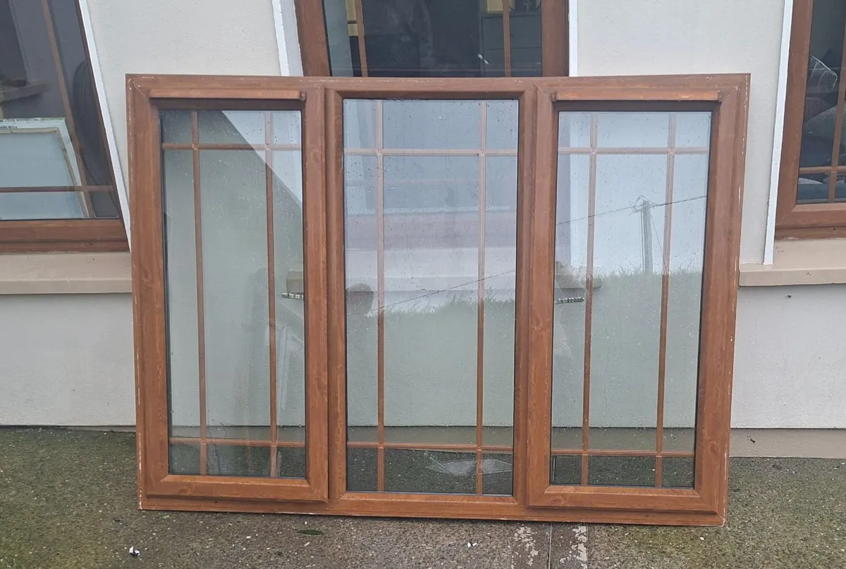 Golden Oak brown PVC window - Image 1
