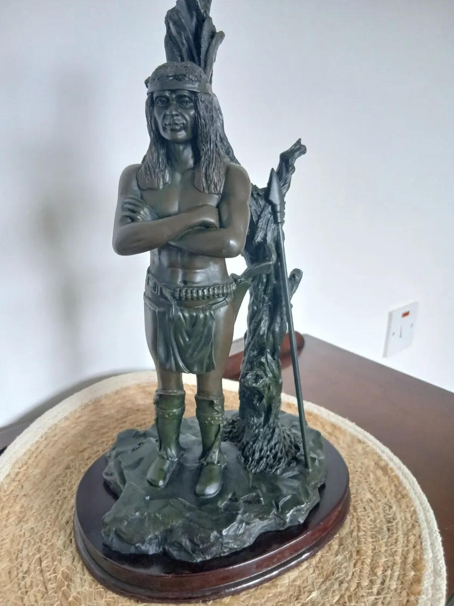Vintage Indian Bronzed Indian Brave Figurine - Image 1